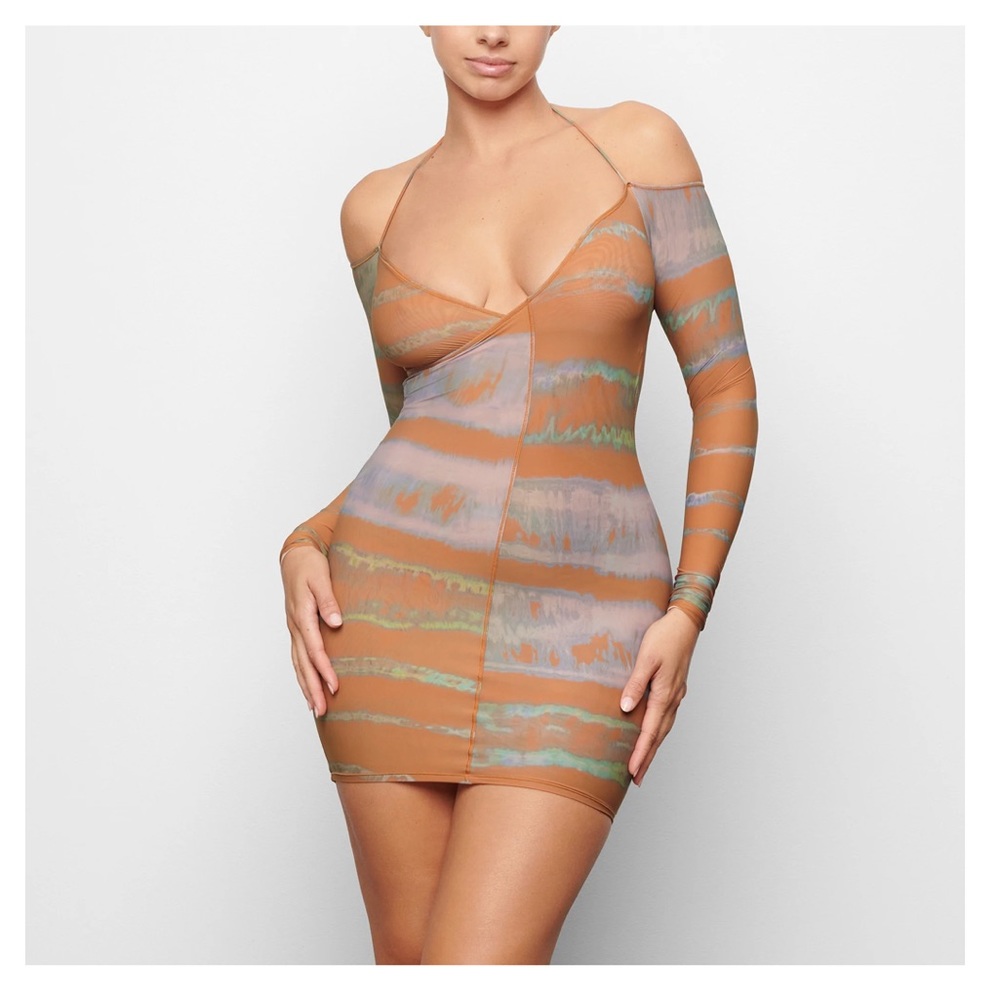 SKIMS JELLY SHEER OFF THE SHOULDER DRESS